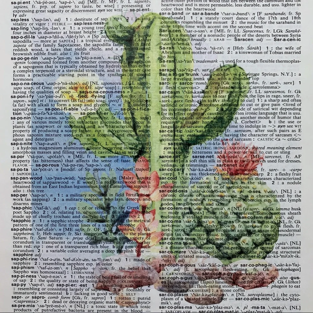 Dictionary Art Print Cactus Succulent Desert, Vintage Art Print